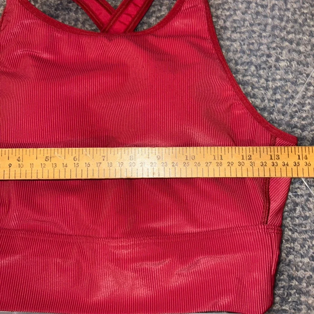 CALIA Sports Bra Womens Medium Red Excellent Ribbed High Neck Crossback Active